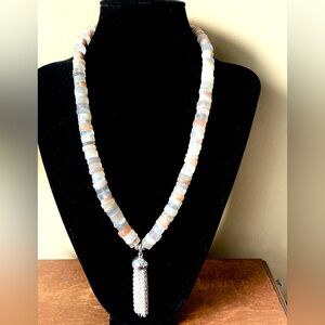 Disc Beaded Necklace with Silver Accents